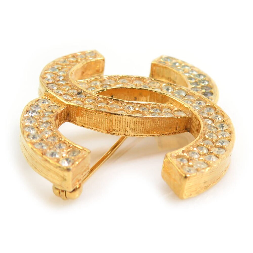 CHANEL Authentic Gold Logo Brooch - Picture 2 of 5